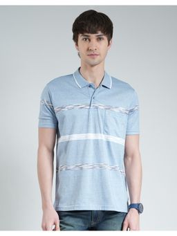 Monte Carlo - Men Sky Blue Collar Neck T-shirt