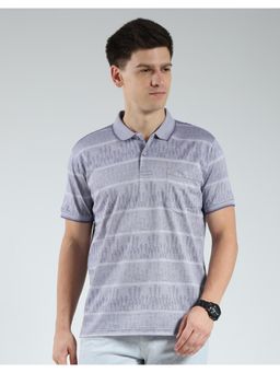Monte Carlo - Men's Striped Collar Neck T-shirt - Grey
