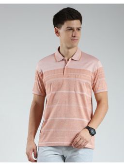 Monte Carlo - Men's Striped Collar Neck T-shirt - Peach