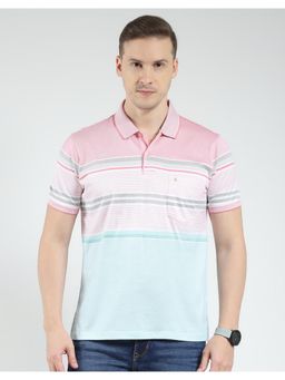 Monte Carlo - Men's Striped Collar Neck T-shirt - Pink