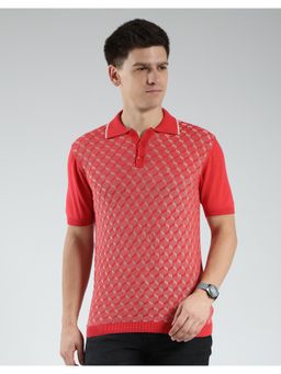 Monte Carlo - Men's Abstract Collar Neck T-shirt - Red