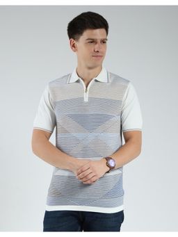 Monte Carlo - Men's Striped Collar Neck T-shirt - White