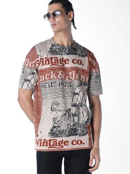 Jack & Jones - Men Oversized Beige T-shirt