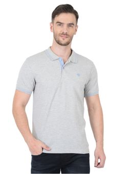 WOODLAND - Casualwear Cotton Rich Lgrey Melange Polo T-shirts For Mens