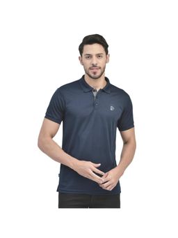 WOODLAND - Casualwear Polyester Navy Blue Polo T-shirts For Mens