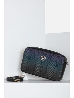 Allen Solly - Women Casual Black Textured Sling Bag with Detachable Strap