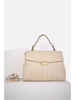 Van Heusen - Women Casual Beige Solid Handbag with Detachable Strap
