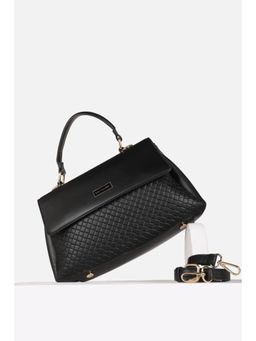 Van Heusen - Women Casual Black Solid Handbag with Detachable Strap