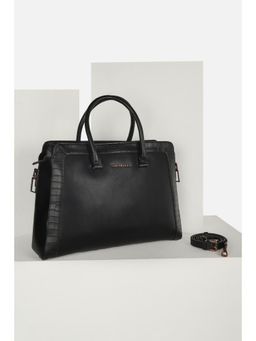 Van Heusen - Women Formal Black Solid Messenger Bag with Detachable Strap