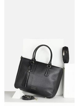 Van Heusen - Women Formal Black Textured Handbag