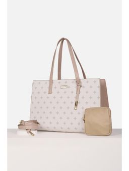 Van Heusen - Women Formal Grey Printed Handbag with Detachable Strap & Pouch