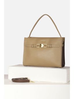Van Heusen - Women Formal Khaki Solid Handbag with Detachable Strap