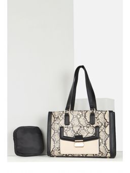 Van Heusen - Women Casual Beige Printed Handbag with Pouch