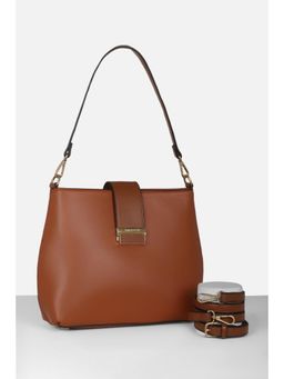 Van Heusen - Women Casual Brown Solid Handbag with Detachable Strap