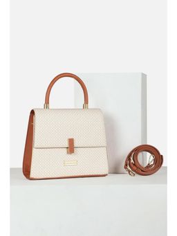 Van Heusen - Women Casual Beige Printed Handbag with Detachable Strap