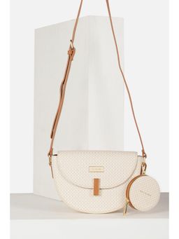Van Heusen - Women Casual White Printed Sling Bag with Detachable Pouch