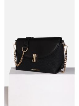 Van Heusen - Women Casual Black Textured Sling Bag with Detachable Strap