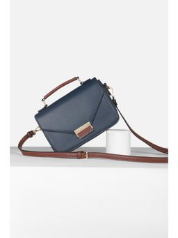 Van Heusen - Women Casual Navy Blue Textured Sling Bag with Detachable Strap