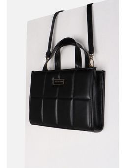 Van Heusen - Women Casual Black Solid Handbag with Detachable Strap