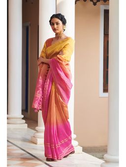 Dressfolk - Handwoven Colourful Silk Linen Saree without blouse