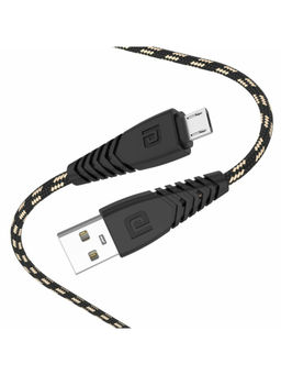 Portronics - Konnect Spydr Micro USB Cable with 3.0A Output, 2M Length, (Black)