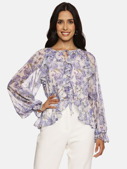 IS.U - Blue Ruffled Boho Top