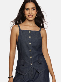 IS.U - Dark Blue Denim Vest Top