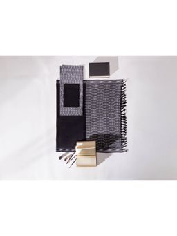 VASTRA RAAG - Grey Pure Cotton Ikat Weaved Unstitched Kurta and Pant with Dupatta