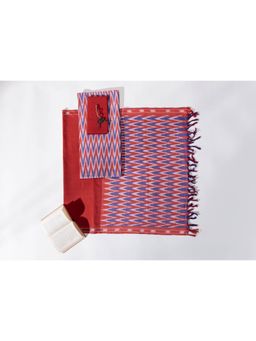 VASTRA RAAG - Blue Pure Cotton Ikat Weaved Unstitched Kurta and Pant with Dupatta