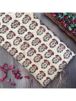 VASTRA RAAG - Cream Hand Block Printed Mashru Silk Fabric