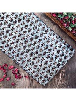 VASTRA RAAG - Light Slate Grey Hand Block Printed Mashru Silk Fabric