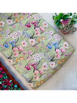 VASTRA RAAG - Green Floral Printed Pure Georgette Fabric