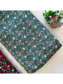 VASTRA RAAG - Green Floral Printed Pure Georgette Fabric