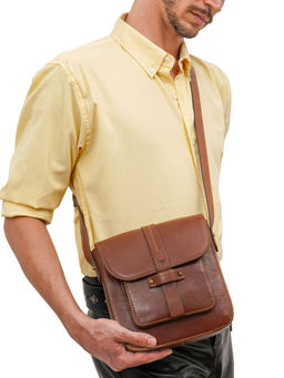 Hidesign - Fort Worth 01 Tan Men's Sling Bag - (22 X 4.5 X 21 Cms) (S)