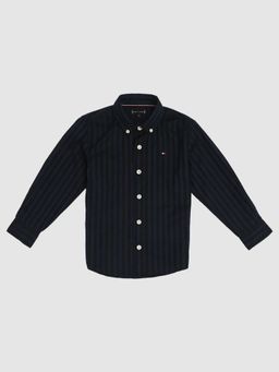 Tommy Hilfiger - Black Striped Regular Fit Cotton Shirt