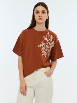 Cover Story - Brown Oversized T-Shirt