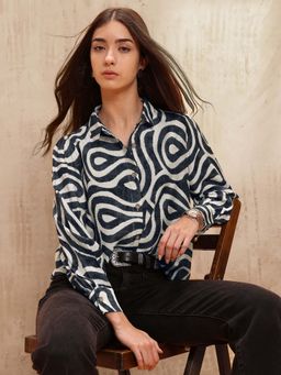 U.S. POLO ASSN. - Black Abstract Printed Regular Fit Shirt