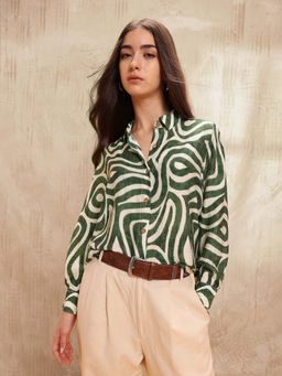 U.S. POLO ASSN. - Green Abstract Printed Regular Fit Shirt