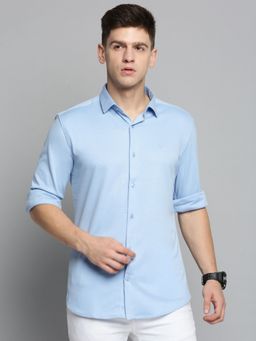 SHOWOFFFF - Mens Spread Collar Blue Solid Shirt