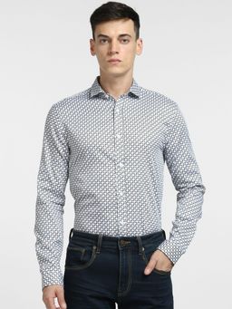 Jack & Jones - Brown Printed Full Sleeves Shirt