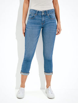 American Eagle - Women Blue Next Level Low-rise Artist Crop Jean