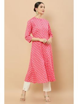 Soch - Women Pink Rayon Printed Kurta