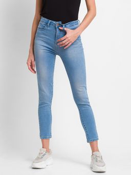 Spykar - Mid Blue Cotton Super Skinny Regular Length Jeans For Women (alicia)