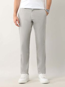 Arrow Sports - Slim Fit Dobby Weave Solid Trousers