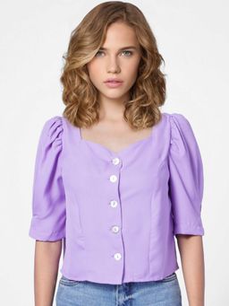 ONLY - Women Solid Purple Top
