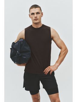 H&M - Men Brown Muscle Fit Sports Vest Top With Coolmove
