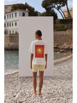 H&M - Women White Oversized Fit Printed Sports T-Shirt