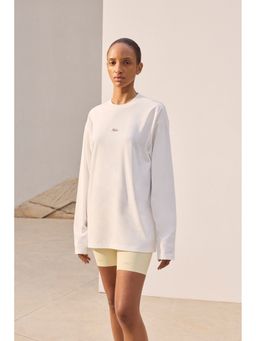 H&M - Women White Loose Fit Long-Sleeved Printed Sports T-Shirt