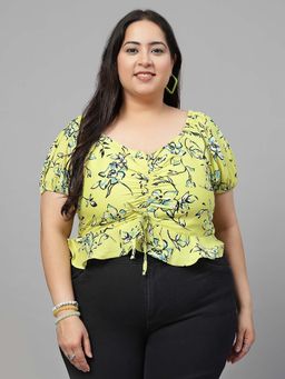 KASSUALLY - Women Short Sleeves Sweetheart Neck Floral Print Top