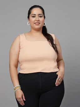 KASSUALLY - Women Sleeveless Square Neck Solid Top